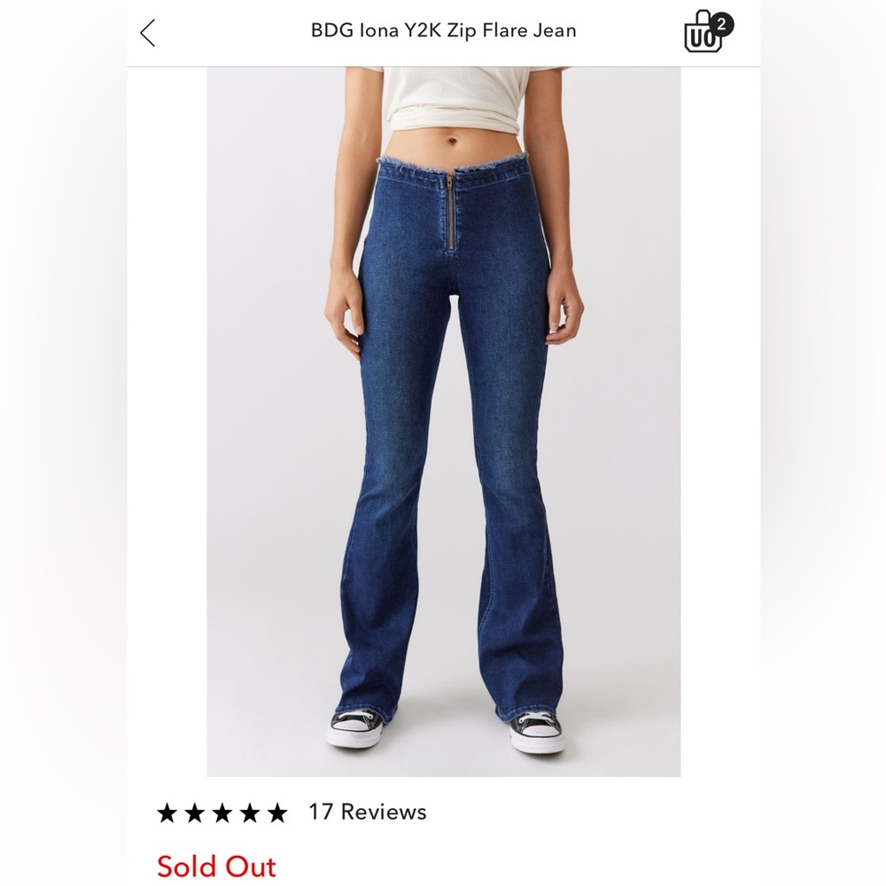 BDG Iona Y2K Zip Flare Jean